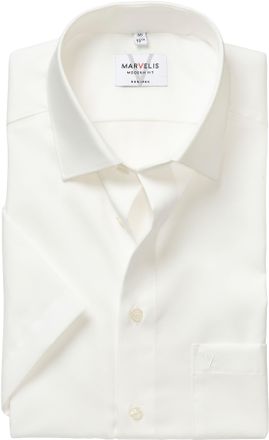 Marvelis Kurzarmhemd MARVELIS, Herren, Gr. 37, N-Gr, hellbeige, Web, Obermaterial: 100% Baumwolle, Hemden Kurzarmhemd, modern fit, Busnesshemd, New Kentkragen,