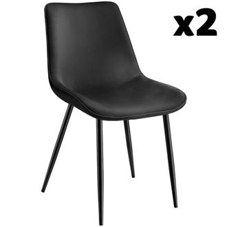 TecTake 2 sillas de comedor acolchadas, aterciopeladas 48 x 59 x 82,5 cm negro