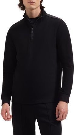 Bugatchi Soft Touch Quarter Zip Sweatshirt in Black at Nordstrom, Size Xx-Large