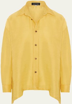 Eskandar A-Line Silk Plisse Shirt