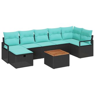 vidaXL Set Divano Da Giardino 8 Pz Nero Polyrattan Vidaxl