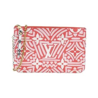 Louis Vuitton Pre-owned Clutches, female, Red, Size: ONE SIZE Pre-owned LV Crafty Pochette Double Zip Coated Canvas Shoulder Bag