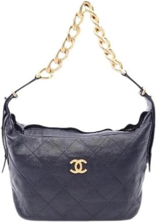 Chanel Pre-owned Matelasse Lederen Schoudertas As 2910 - Dames - Vintage Schoudertas - Blauw - ONE Size - Leer - Vintage