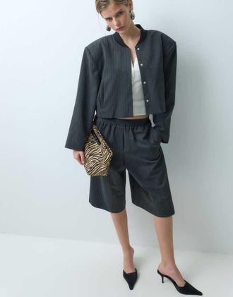 Asos giacca bomber corta sartoriale sportiva-Grigio