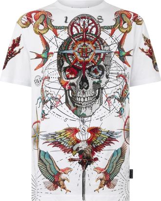 Philipp Plein Tops, Heren, Veelkleurig, XL, Katoen, Ronde Hals T-Shirt Tattoo Stones