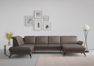 Sit&more Wohnlandschaft »Fashion U-Form« wahlweise mit Kopfteilverstellung, Vorziehsitz, motorisch, Metallfüsse