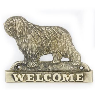 OEM Perro Pastor Polaco De Llanura, Pon: Placa De Bienvenida De Lat&oacute;n Con Un Perro, Placa De Bienvenida &Uacute;nica Con La Palabra Welcome De Art-dog