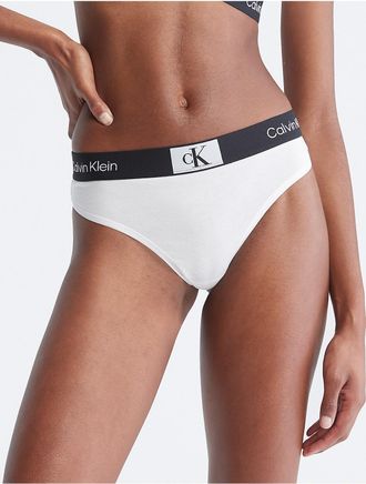 Calvin Klein Womens Calvin Klein 1996 Cotton Stretch Modern Thong - White - XS