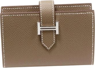Herm&egrave;s Tweedehands leren portemonnees - Dames - Vintage Accessoires - Grijs - ONE Size - Leer - Vintage