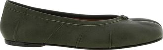 Maison Margiela Green Tabi Leather Flats