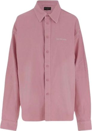 Balenciaga Womens Buttoned Drop Shoulder Shirt - Rose Gold Cotton - Size Small