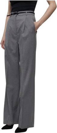 Max Mara Wide Broeken - Dames - Wijde Broeken - Grijs - L - Wol - Broeken