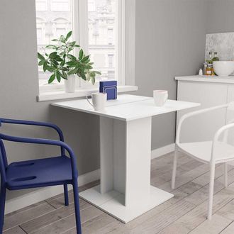 vidaXL Vidaxl - Mesa De Comedor De Madera Contrachapada Blanco 80x80x75 Cm