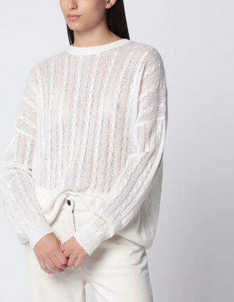 Lisa Yang Maglione Amabel in cashmere di seta a trecce color crema