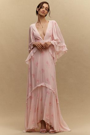 LoveShackFancy Brinley Ruffle-Sleeve Gown