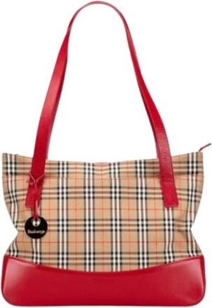 Burberry Pre-owned Shoulder Bags, female, Multicolor, Size: ONE SIZE Pre-owned Canvas Shoulder Bag