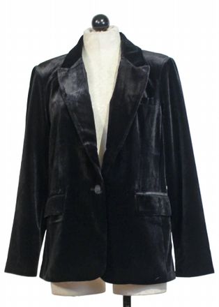 Velvet Heart Womens Lizzy Single Button Velvet Blazer In Black