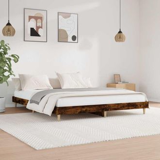 vidaXL Estructura De Cama Sin Colch&oacute;n Madera Roble Ahumado 120x200 Cm Vidaxl