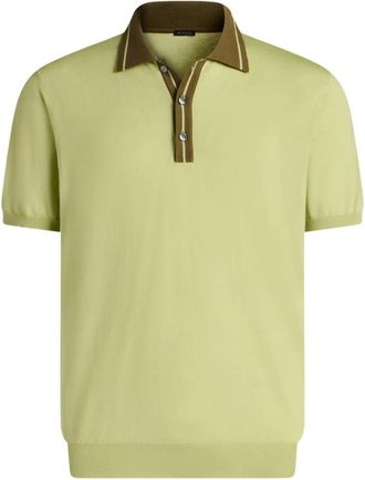 Kiton Puur Katoenen Poloshirt met Contrasterende Kraag - Heren - Polos - Groen - XL - Katoen - Tops