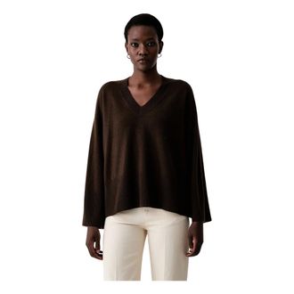 Vicolo Truien & Vesten, Dames, Bruin, L, Wol, 100% Wol V-hals Trui