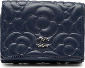 Chanel Navy Leather Wallet (Tri-Fold) (Pre-Owned)