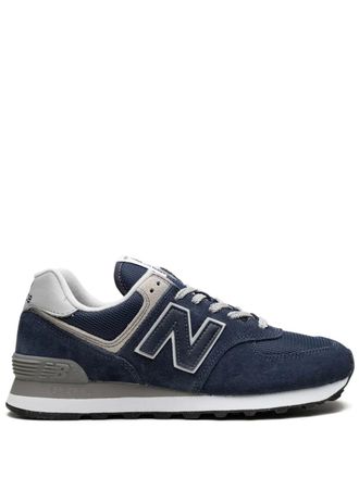 New Balance 574 logo-patch suede sneakers - Blue