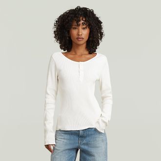 G-Star Slim Henley Longsleeve T-Shirt - Wit - Dames