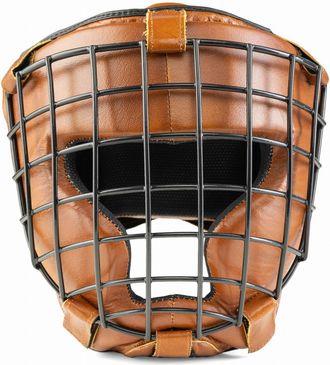 OEM Casco De Entrenamiento Retro Tan Evolution L Og-15lrt De Cuero Genuino Con Rejilla Met&aacute;lica