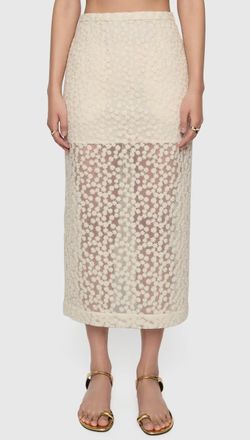 Rebecca Minkoff Jaci Midi Lace Skirt In Whisper