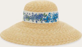 Ferragamo Women Spring print straw hat Blue