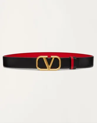 Valentino Garavani Reversible Vlogo Signature Belt In Glossy Calfskin 30 Mm Wo