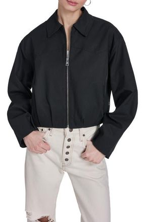 Levi's Crop Bubble Hem Bomber Jacket in Black at Nordstrom, Size X-Large
