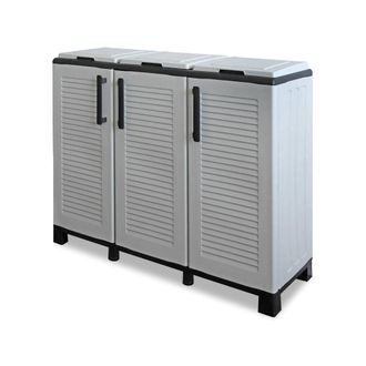 Dmora Dmora Armario De Basura Para Exteriores O Internos, Puerta M&oacute;vil 3 Bolsas De 3 Puertas, 100% Made In Italy, 102x37h90 Cm, Color Gris Claro, Con Embala