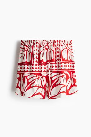 H&M Shorts mit Kordelzug - Knallrot/Gemustert