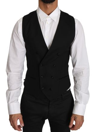 Dolce & Gabbana Gray Wool Double Breasted Waistcoat Mens Vest
