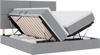 vidaXL Cama De Almacenamiento Led Con Colch&oacute;n Gris Claro 180 X 200 Cm Vidaxl