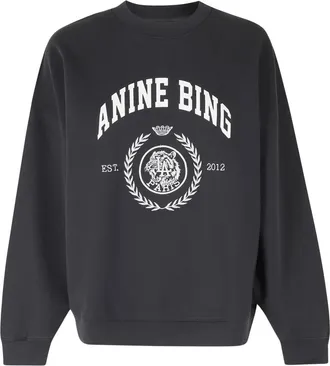 Anine Bing Miles Sweatshirt Collegiate - Dames - Sweatshirts & Hoodies - Zwart - Maat: XS Katoen