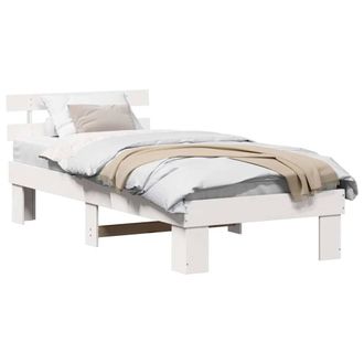 Berkfield Home White Bed Frame with Headboard White 100x200 cm Solid Wood Pine