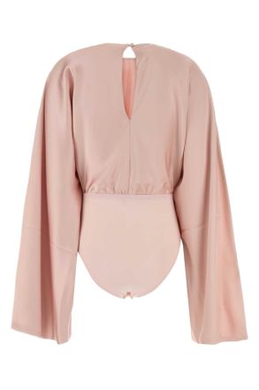 Norma Kamali Womens Pink Satin Bodysuit Balletpink Exterior: Polyester Maglie