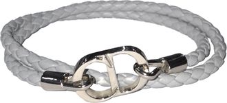 Dior Pre-owned Womens CD Icon Braided Double Bracelet in White Leather - Ecru - One Size