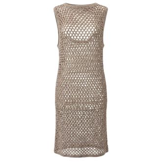 Malo Abito in Maglia Trasparente - - Dresses - Donna - Beige - M