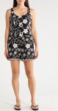 Ellen Tracy Floral Embroidery Shorts in Black Marshmallow Leaf at Nordstrom Rack, Size X-Large