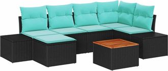 vidaXL Conjunto De Sof&aacute;s De Jard&iacute;n 7 Uds. Negro Rat&aacute;n Sint&eacute;tico Vidaxl