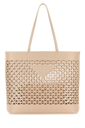 Prada Beige Leather Tote Bag