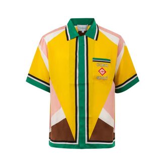 Casablanca Overhemden, Heren, Geel, L, Gele Zijden Shirt