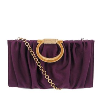 Ferragamo Pre-owned Ferragamo Satin Gancini Clutch with Chain Ladies TI1GC2MD5HJFKWA7