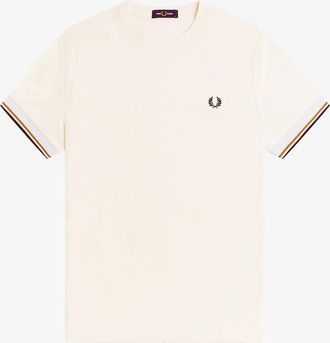Fred Perry Mens Fred Perry M2396 Twin Tipped Cuff T-Shirt - Cream - Size: 40