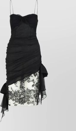Alessandra Rich silk mini dress lace overlay