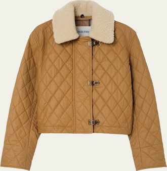 Burberry Howle Lamb Shearling Collar Quilted Jacket