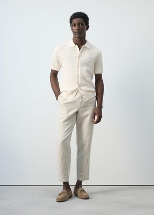 Mango Camicia maglia traforata bianco sporco - Uomo - XXL - MANGO MAN